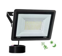 Fosingut 100W Faretto LED da Esterno con Sensore di Movimento,10000LM 120 LEDs Proiettori Faro LED Esterno con Radar Sensore Crepuscolare,6500K IP66 Impermeabile Faretti per Garage,Giardino,Cortil