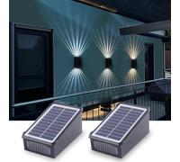 Fosingut Applique da Esterno Solare 2 Pezzi,CCT Luci da Esterno Giardino Solari Su Giù Regolabile Design,Impermeabile IP65 Lampada da Parete a Energia Solare per Recinzione,Patio,Corridoio,Percorso