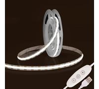 Fosingut COB Striscia LED Camera,5v 2m USB Luci LED TV Retroilluminazione Intelligente Dimmerabile 960 LEDs CRI90+ 6500K Bianco Freddo Strisce LED Adesive per Cucina Sottopensile,Armadio,PC, Mirror