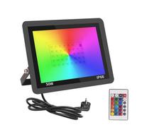 Fosingut Faretto LED da Esterno 50W,RGB Faretti LED con telecomando,Faro RGB Cambia Colore Dimmerabile,IP66 Impermeabile Lampada da Esterno,Proiettore Luci Discoteca DJ Per Natale,Halloween,Festa