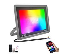 Fosingut Faretto LED RGB Esterno 100W,Smart Faretti RGBCW Faro LED Cambia Colore/Controllo APP/Dimmerabile/Timer/Sinc Music/IP66 Impermeabile Proiettore Lampada Esterno Per Natale,Halloween,Disco,Fest