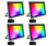 Fosingut Faretto LED RGB Esterno 100W,Smart Faretti RGBCW Faro LED Cambia Colore/Controllo APP/Dimmerabile/Timer/Sinc Music/Impermeabile Proiettore Lampada Esterno Per Natale,Halloween,Disco,Fest-4pcs