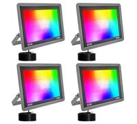 Fosingut Faretto LED RGB Esterno 50W,Smart Faretti RGBCW Faro LED Cambia Colore/Controllo APP/Dimmerabile/Timer/Sinc Music/Impermeabile Proiettore Lampada Esterno Per Natale,Halloween,Disco,Festa-4pcs