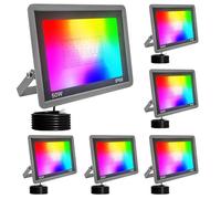 Fosingut Faretto LED RGB Esterno 50W,Smart Faretti RGBCW Faro LED Cambia Colore/Controllo APP/Dimmerabile/Timer/Sinc Music/Impermeabile Proiettore Lampada Esterno Per Natale,Halloween,Disco,Festa-6pcs