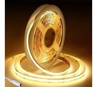 Fosingut Striscia LED COB 5 metri DC12V, 480LED/M Strisce LED Camera Adesive Flessibile,Bianco Caldo 3000K CRI90 8mm Alta Luminosità Luce Plafoniera Sottopensile Cucina per Feste,Bar,Casa DIY Decor