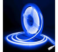 Fosingut Striscia LED COB 5 metri DC12V, 480LED/M Strisce LED Camera Adesive Flessibile,CRI90+ Blu 2.7mm Alta Luminosità Luce Plafoniera LED Sottopensile Cucina per Feste,Scale,Armadio,Casa DIY Decor