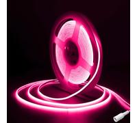 Fosingut Striscia LED COB 5 metri DC12V, 480LED/M Strisce LED Camera Adesive Flessibile,CRI90+ Rosa 2.7mm Alta Luminosità Luce Plafoniera Sottopensile Cucina per Feste,Scale,Armadio,Casa DIY Decor