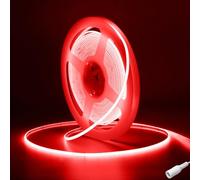 Fosingut Striscia LED COB 5 metri DC12V, 480LED/M Strisce LED Camera Adesive Flessibile,CRI90+ Rosso 4mm Alta Luminosità Luce Plafoniera Sottopensile Cucina per Feste,Scale,Armadio,Casa DIY Decor
