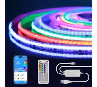 Fosingut Striscia LED COB RGB IC 2 metri,5V USB RGB Smart IC Strisce LED Adesive Pixel indirizzabile,Luci LED TV Retroilluminazione con Telecomando/Modalità musica per Feste,Camera,PC,Casa DIY Deco
