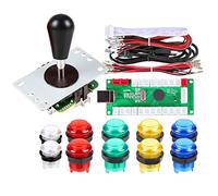 Fosiya 1 Giocatore LED Arcade Kit Fai da Te Parti Encoder USB per PC Joystick Bat Stile ellisse e Ovale + Pulsanti Arcade LED 5v per Console Videogiochi Arcade Raspberry Pi (Mix Color)