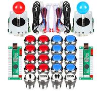 Fosiya 2 Giocatori Arcade Joystick LED Chrome Pulsanti per PC MAME Raspberry Pi Videogiochi Arcade Cabinet Parts (Rosso & Blu)