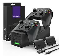 Fosmon Doppio caricatore per controller | compatibile con Xbox Series X/S 2020 (non Xbox One/360) + 2 batterie ricaricabili fornite | Ricarica rapida 2 Controller | Stazione di ricarica e