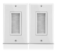 Fosmon - Piastra da Parete Universale con Apertura a Spazzola - Singola 1-Gang - Bianco - Confezione da 2