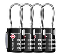 Fosmon Serrature per Bagagli accettato TSA, (4 pacchi) Codici a 3 cifre con Lucchetto Combinato con Corpo in Lega (Nero)