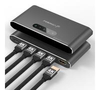 Fosmon Splitter HDMI 1 in 4 Out (4K @ 60Hz) Splitter HDMI a 4 porte per doppi monitor con down-scaler EDID per supporto doppio display identico