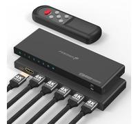 Fosmon Switch HDMI 8K 3 Porte 3x1 Commutatore Automatico 48Gbps Hub | Compatible con PS5, Xbox X, Apple TV, DVD, PC, e Monitor. Supporta 8K 60Hz 4K 120Hz HDR10+ con Telecomando