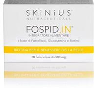 Skinius FOSPID.IN Integratore a Base di Glucosamina, Biotina e Fosfatidilcolina per il Benessere della Pelle - Senza Glutine e Naturalmente Privo di Lattosio 30 compresse da 500 mg