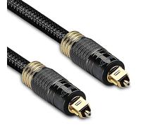 FosPower Cavo Audio Digitale Ottico S/PDIF Toslink con Nylon - 1.8m | Connettori in Metallo Placcati in Oro 24K con Guaina in Nylon Intrecciato per Barre de Son, TV, e Sistemi Home Cinema