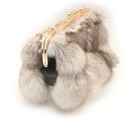 Fosrion Borsa a Mano Donna in Vera Pelliccia di Volpe, Pochette Elegante con Catena Staccabile, Borsa Clutch in Pelliccia Naturale di Alta Qualità (Volpe Bianca)