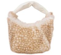 Fosrion Borsa Donna in Vera Pelliccia di Coniglio - Borsa Hobo Animalier con Manico in Pelle e Chiusura a Zip, Piccola Pochette Invernale Elegante per Donna (Maculato Cerbiatto)