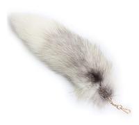 Fosrion Coda di Volpe Vera Naturale con Gancio - Portachiavi Pelliccia da Borsa o Cosplay, 40cm, Non Tinta, Provenienza Etica da Allevamenti Nordici (Bianco Artico Puro)