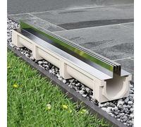 Fossa di Drenaggio Lineare in Acciaio Inox, Canaletta di Drenaggio a U for Bagno, Cucina, Cortile, Giardino, Terrazza, Parcheggio, Marciapiede