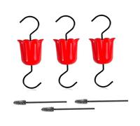 Fossato per formiche per mangiatoia per Colibrì, Protezione per formiche per fossato per mangiatoia per Colibrì Gancio con Spazzola Accessorio per Uccelli per Oriole da Esterno 3 Set Rosso, Gancio