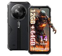 FOSSiBOT F105 Telefono cellulare Android14, 12GB RAM + 64 GB ROM, Batteria 10300 mAh, 6,745" FHD, 20MP + 8MP, Cellulare Antiurto Telefono Robusto, Face ID/OTG/GPS/Doppia SIM 4G/IP68/IP69K (Nero)