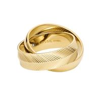 Fossil Anello Da Donna, Interlocking - Anello da donna in acciaio INOX dorato, Acciaio inossidabile, Nessuna pietra preziosa JF048067106