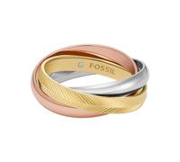 Fossil Harlow Interlocking JF048079988 - Anello da donna in acciaio INOX tricolore, Acciaio inossidabile, Nessuna pietra preziosa
