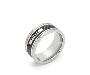 Fossil Anello Da Uomo, Anello In Acciaio Inossidabile Nero, JF00888040