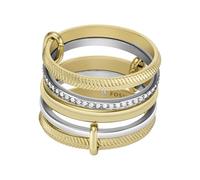 Fossil Anello Harlow da Donna, Acciaio Inossidabile Bicolore o Placcato Oro - Prestack, 2 Toni Argento e Oro, 56