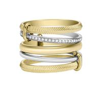 Fossil Anello Harlow da Donna, Acciaio Inossidabile Bicolore o Placcato Oro - Prestack, 2 Toni Argento e Oro, 49