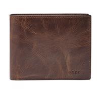 Fossil Derrick Set di portafogli in pelle o poliestere per uomo, 11.4 cm L x 2.5 cm W x 9.5 cm H, Marrone caramello