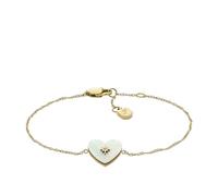 Fossil Bracciale a catena sottile da donna in acciaio inox con chiusura a moschettone, Giallo oro