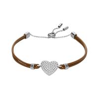 Fossil Bracciale a cinturino Sadie Glitz Heart da donna in pelle marrone, JF04675040