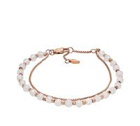 Fossil Bracciale da donna tutto impilato, Bracciale con catena di quarzo rosa, Lunghezza: 165mm+35mm, Larghezza: 4mm, JF04444791