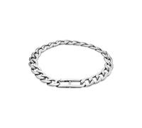 Fossil Bracciale da donna in acciaio inossidabile con chiusura a moschettone Collana con ciondolo zodiacale rotondo, Argento lucido