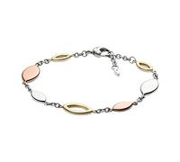 Fossil Bracciale Da Donna, Lunghezza: 17,7 Cm + 19 Cm Bracciale In Oro, Oro Rosa, Argento, Cz Tricolore, Acciaio Inossidabile, JF02778998