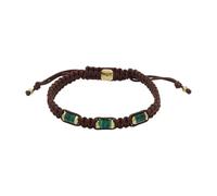 Fossil Bracciale da uomo, Bracciale in acciaio inossidabile e pelle con chiusura scorrevole, Marrone (Brown), Marrone e Verde