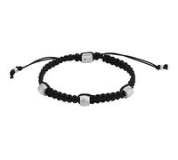 Fossil Bracciale da uomo, Bracciale in acciaio inossidabile e pelle con chiusura scorrevole, Nero (Black)