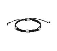 Fossil Bracciale da uomo, Bracciale in acciaio inossidabile e pelle con chiusura scorrevole, Nero (Black)