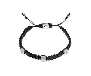 Fossil Bracciale da uomo, Bracciale in acciaio inossidabile e pelle con chiusura scorrevole, Nero (Black)