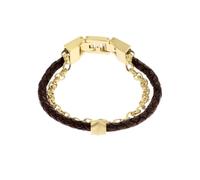 Bracciale Uomo FOSSIL CLASSIC JF04555710 Acciaio Gold Dorato Pelle Marrone