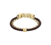 Bracciale Uomo FOSSIL CLASSIC JF04555710 Acciaio Gold Dorato Pelle Marrone