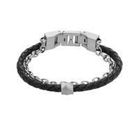 Fossil Bracciale da uomo, Bracciale in pelle impilato, L: 219 mm, L: 12,5 mm, Argento (Silver)