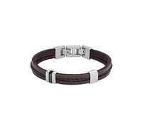 Fossil Bracciale da uomo casual in acciaio inossidabile e vera pelle per uomo, One Size, Pelle, Senza pietra