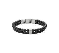 Fossil Bracciale Da Uomo con perline in acciaio inossidabile o pelle con chiusura a libro