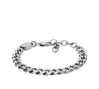 Fossil Bracciale da uomo in acciaio inossidabile con chiusura a moschettone, tonalità argento