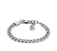 Fossil Bracciale Harlow Linear Texture JF04697040 in acciaio a catena con moschettone argento Uomo